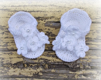 Crochet baby sandals, White newborn sandals, Baby sandles, White shoes, White Crochet sandals, Newborn sandals, barefoot baby sandals