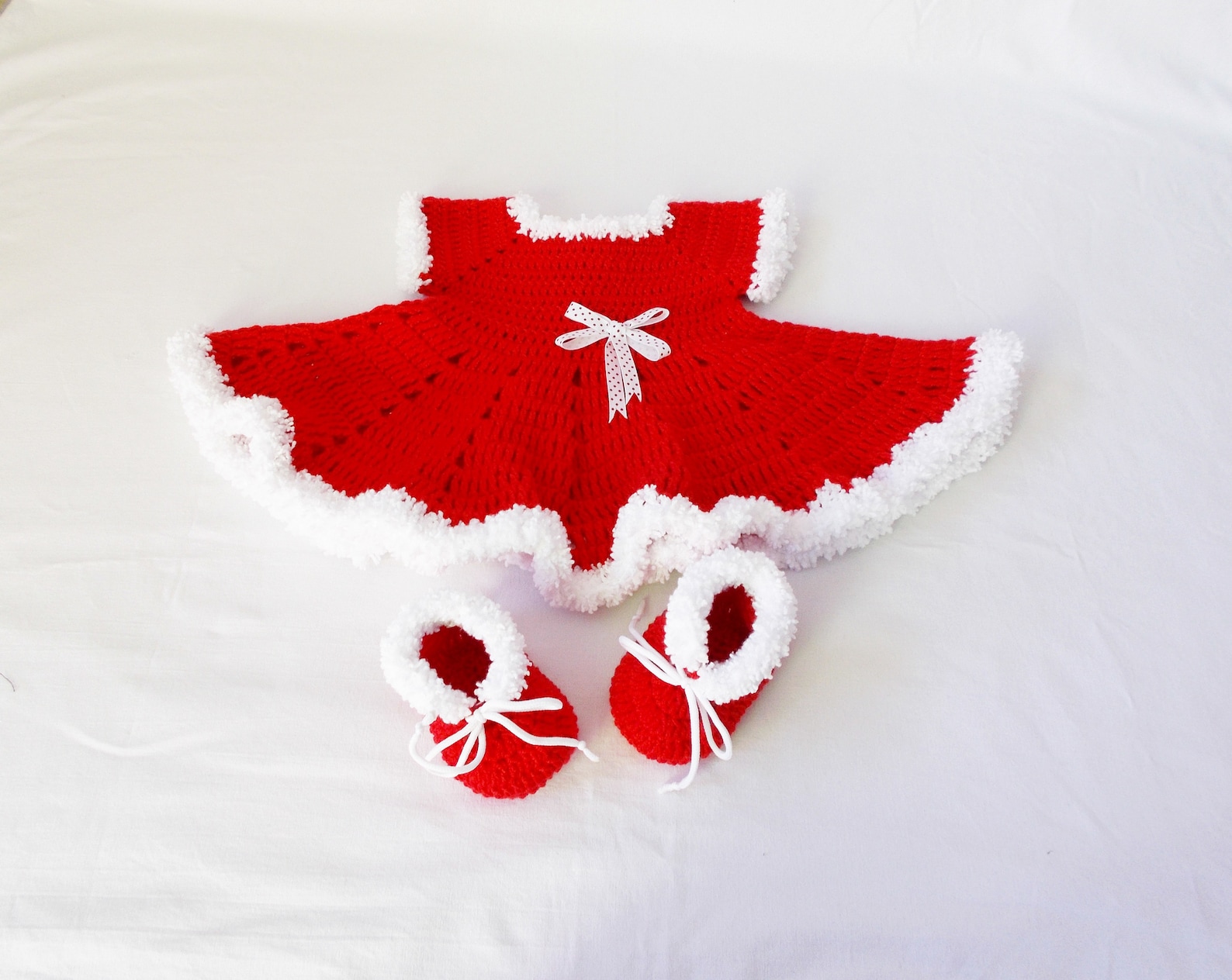 Crochet Christmas Costume Baby Dress Hat Shoes Baby First Etsy