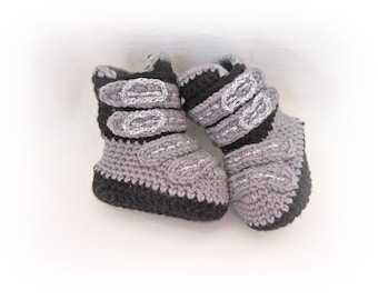 Crochet Baby Ski Booties,  Handmade Newborn Shoes