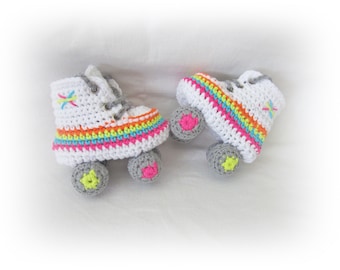 Crochet rainbow Baby Roller Skate  shoes, Skates Boots, Baby sower gift