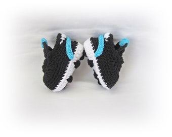 Crochet baby Black Soccer Shoes,  Baby's First Cleats, Baby Sports Football boots