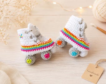 Crochet rainbow Baby Roller Skate  shoes, Skates Boots, Baby sower gift