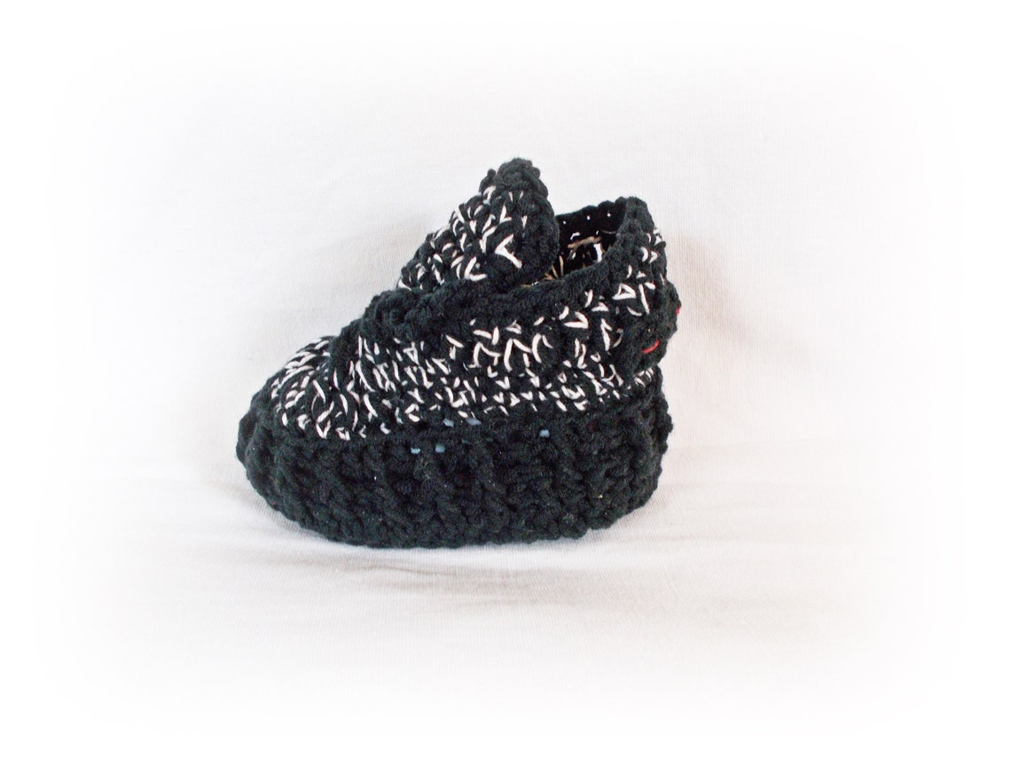 Baby black shoes Crochet Baby Moccasin Baby sneakers Etsy