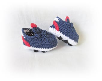 Crochet baby Blue Soccer Shoes,  Baby's First Cleats, Baby Sports Football boots