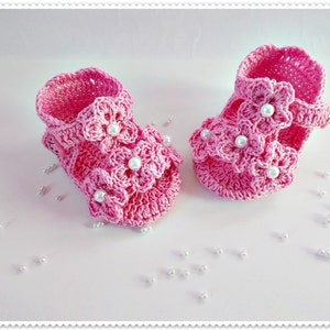 Crochet baby sandals, Pink summer sandals, Baby  shoes, Newborn sandals, barefoot baby