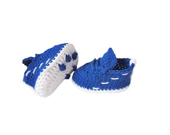 Crochet baby Blue Soccer Shoes,  Baby's First Cleats, Baby Sports Football boots