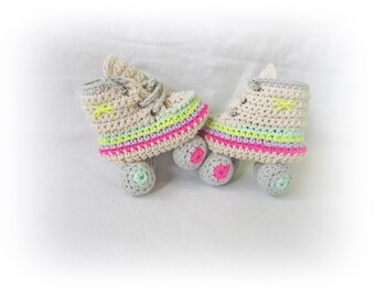 Crochet rainbow Baby Roller Skate  shoes, Skates Boots, Baby sower gift
