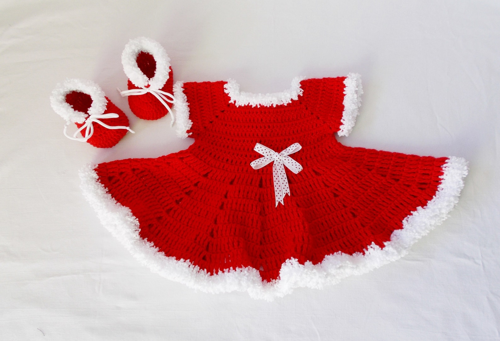 Crochet Christmas Costume Baby Dress Hat Shoes Baby First Etsy