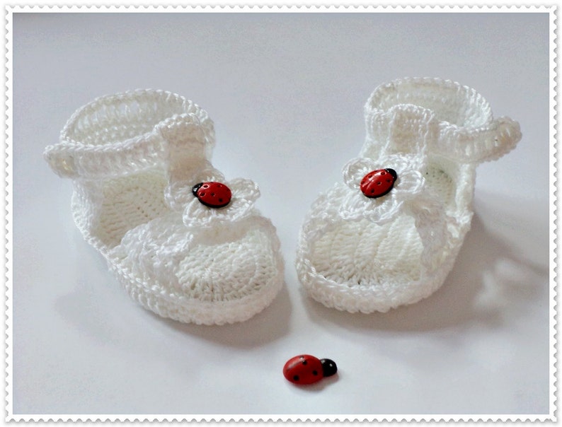 Crochet sandals, Crochet baby sandals, White baby sandles, Baby summer shoes, White sandals, Newborn sandals, barefoot baby sandals image 2