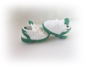 Crochet baby  white  Green Soccer Shoes,  Baby's First Cleats, Baby Sports Football boots