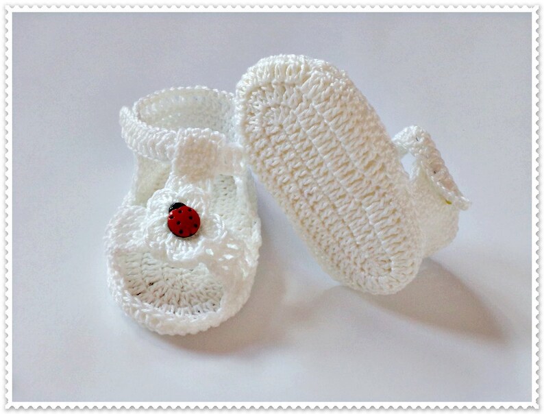 Crochet sandals, Crochet baby sandals, White baby sandles, Baby summer shoes, White sandals, Newborn sandals, barefoot baby sandals image 6