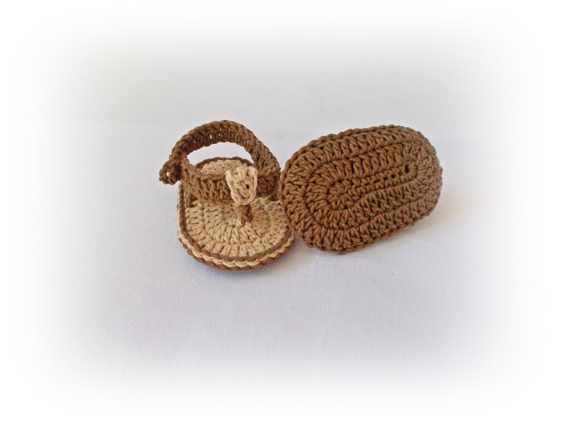 Crochet Baby Flip Flops Brown Baby Boy Girl Sandals Barefoot Etsy