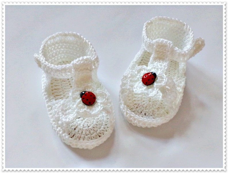 Crochet sandals, Crochet baby sandals, White baby sandles, Baby summer shoes, White sandals, Newborn sandals, barefoot baby sandals image 5