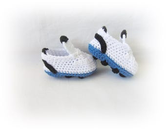 Crochet baby Blue Soccer Shoes,  Baby's First Cleats, Baby Sports Football boots