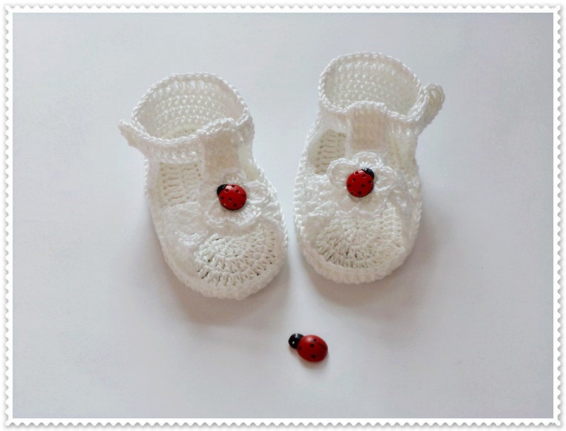 Crochet sandals, Crochet baby sandals, White baby sandles, Baby summer shoes, White sandals, Newborn sandals, barefoot baby sandals image 4