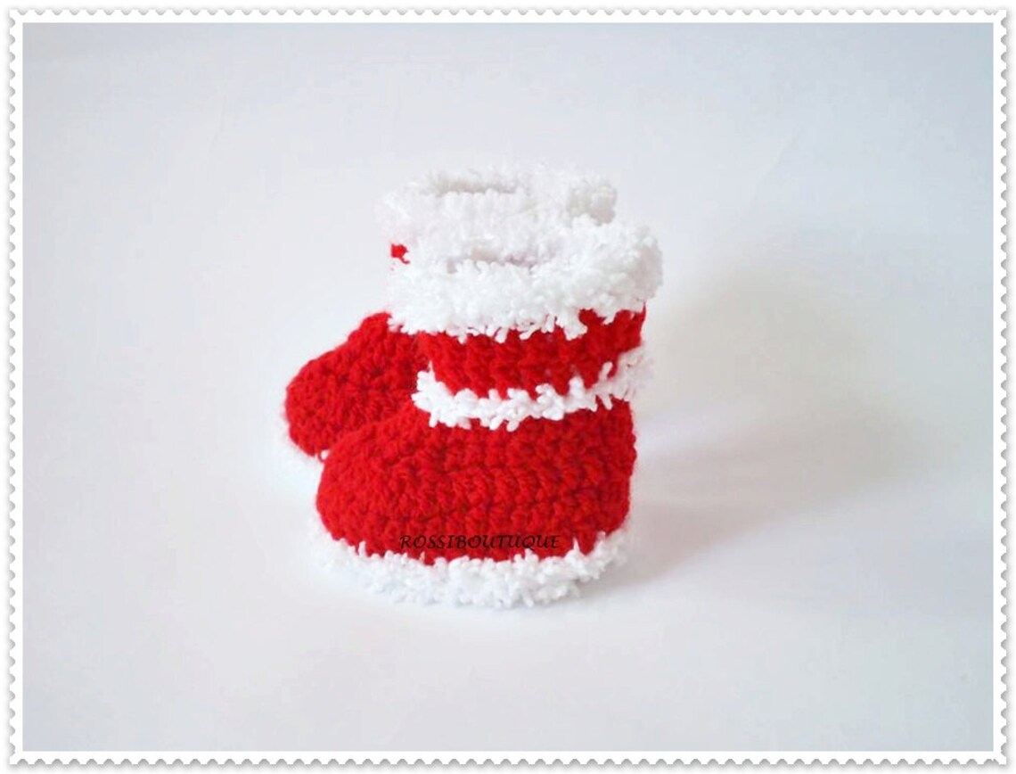 Baby Christmas Set Crochet Christmas Baby Crochet Boots Etsy