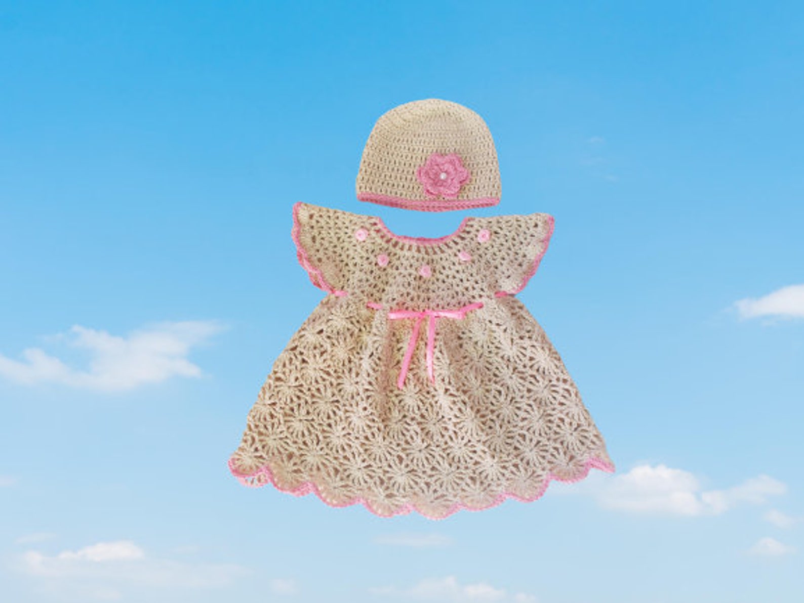 Crochet Baby Dress Hat Set Baby Dresses Outfit Infant Dress Etsy