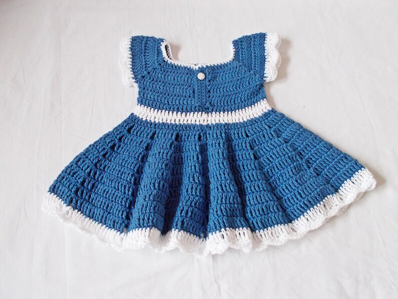 Crochet Baby Dress Hat Set Blue Baby Dresses Outfit Infant Etsy