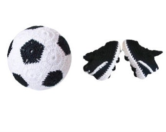 Crochet Baby Soccer Shoes & Ball Set: Newborn Photo Prop