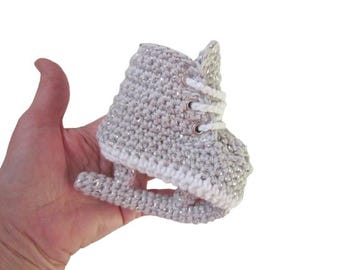 Crochet Baby Ice Hockey Skates  Shoes, gift for newborn, Figure Skates Booties