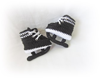 Crochet Baby Ice Hockey Skates  Shoes, gift for newborn, Figure Skates Booties