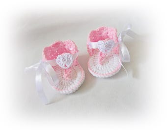 Crochet Baby girl   Flip Flops, Soft Infant Summer Shoes Gift