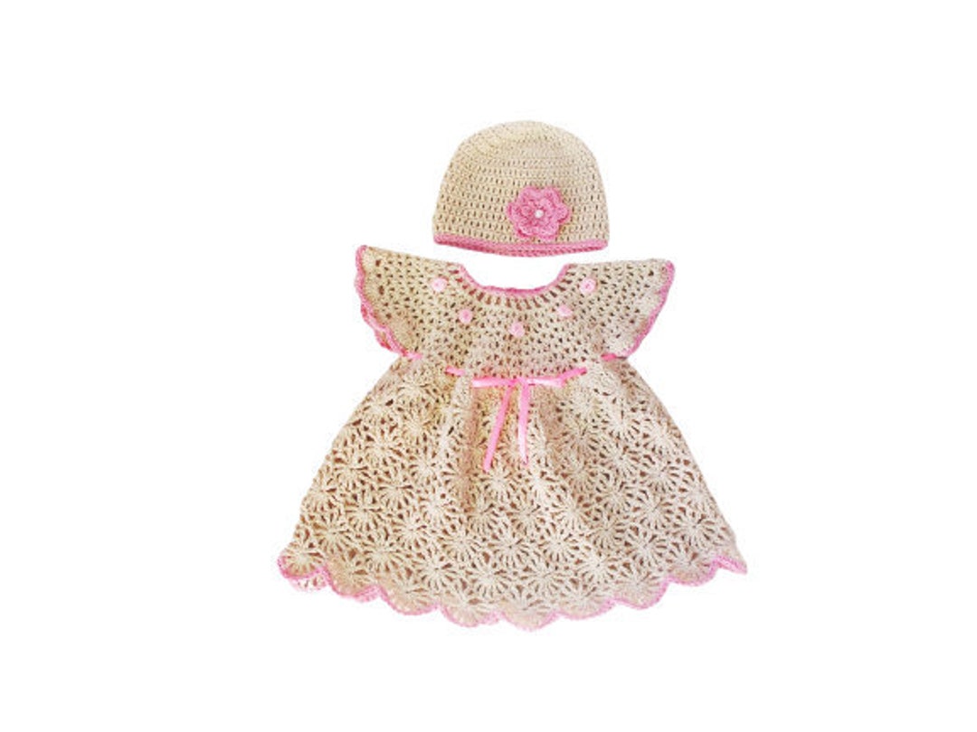 Crochet Baby Dress Hat Set Baby Dresses Outfit Infant Dress Etsy