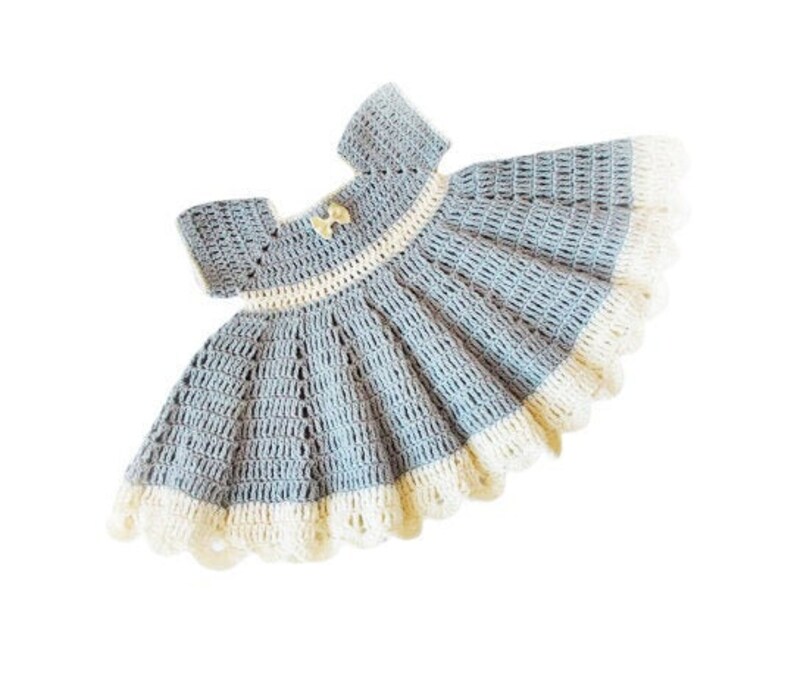 Baby Dress Crochet Newborn Dresses Gray Champagne Dress Etsy