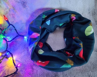 Christmas Lights Infinity Scarf made from Very Soft Performance Knit