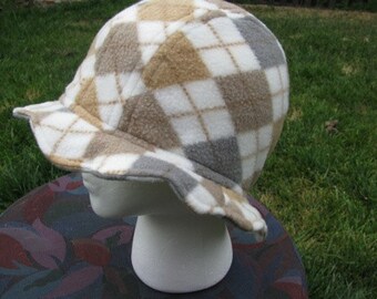 Scalloped Edge Fleece Bucket Hat with Beautiful Variegated Brown Lock and Key