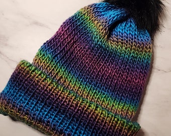 Hand knitted Blue Ombre Beanie