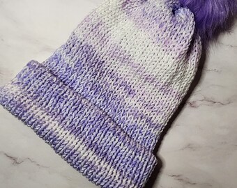 Hand knitted Purple Ombre Beanie