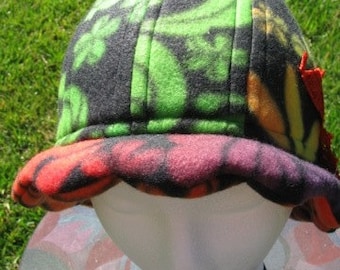 Scalloped Edge Fleece Bucket Hat with Beautiful Orange Lace Butterfly