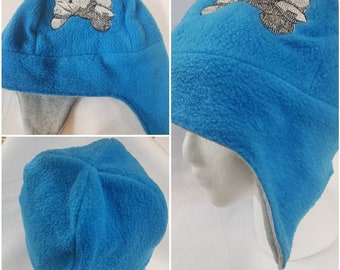 Manatee Blue and Grey Fleece Ear Flap Hat