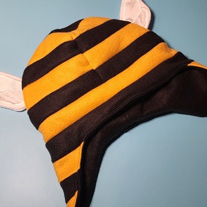 Bee Gold and Black Fleece Ear Flap Hat