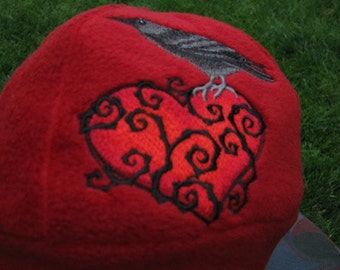 Raven and Thorny Heart Fleece Ear Flap Hat