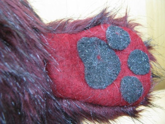 Burgundy Faux Fur With Yeti Face and 