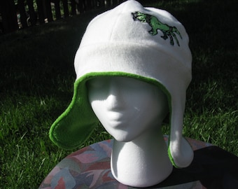 Zombie Cream and Lime Fleece Ear Flap Hat