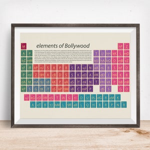 Bollywood gift, Classic Bollywood Movies Art Gift, Periodic Table Art Print, Film gift, Indian movies, Indian cinema