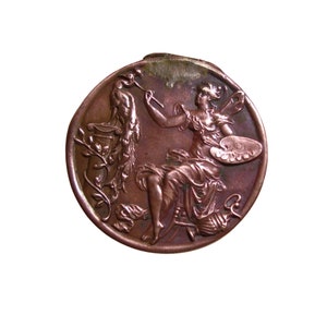 19th century Art Nouveau pill/snuff box, copper/brass/bronze, Victorian, antique
