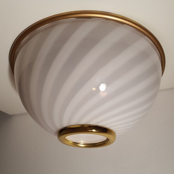 Ceiling light, wall light, Mid Century Modern, Art Deco, Venini attr, Murano swirl glass, flush mount, luxury lighting, unique