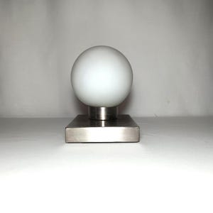 Fabas Luce Table Lamp, Art Deco Post Modernist Chrome Opaline Glass Mushroom Lamp