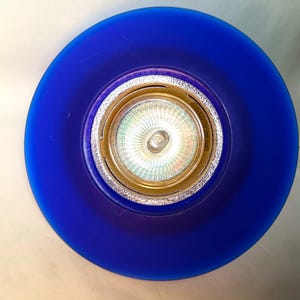 Spotlight i kobolt Murano-glas, Murano Due, infälld belysning från 1980-talet