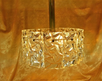 Ceiling pendant light, Doria, Mid Century Modern, Art Deco, brass, crystal, hyper vintage, very rare