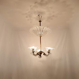 Vintage Murano Glass Ceiling Light, Barovier & Toso Cristallo Collection