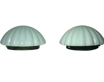 Sconces (2), Ceiling Lights, Art Deco, Mid Century Modern, Limburg style, Flush Mount, Opaline Milk Glass, rare