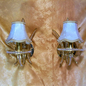 Wall lamps, sconces, luxury lighting, Versailles, Hollywood Regency, Gatsby, brass, crystals, vintage, unique