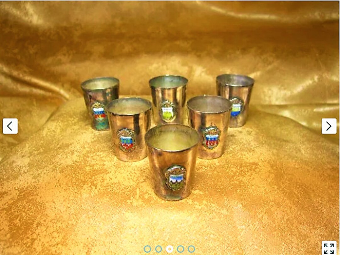 Antique Set of Shot Glasses, Silver Laminate, Heraldry, France Etsy