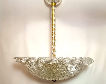 Ceiling light, Mid Century Modern, Art Deco, Barovier & Toso Murano glass, Crystal collection, vintage lighting, unique
