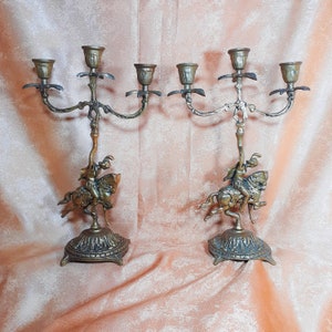 19th Century candlestick holders, Bronze, Victorian Baroque, sculptural, luxury decor, unique, antique